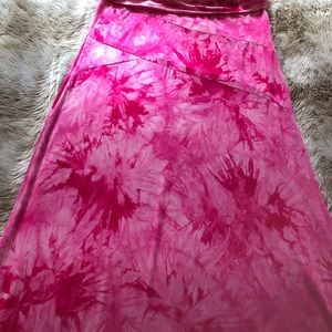 Pink/ white Tye Dye style maxi skirt.